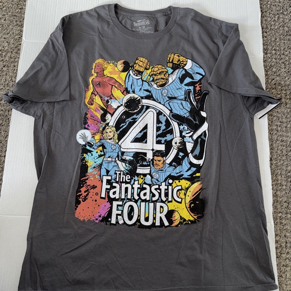 Fantastic Four Men's Gray Graphic Shirt Size M Marvel Comics
